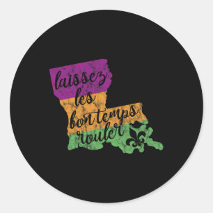 Sticker Rond Mardi Gras 2025 Laissez Les Bon Temps Rouler Nouve