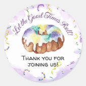 Sticker Rond Mardi Gras à l'aquarelle, fête du Mardi Gras (Devant)