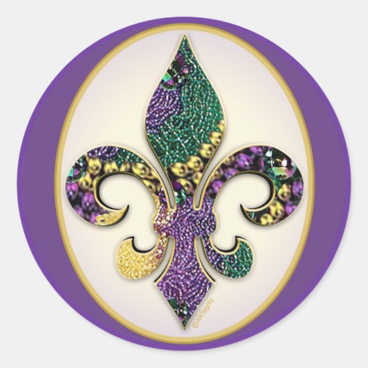 Sticker Rond Mardi Gras Bead Fleur de lis (Devant)