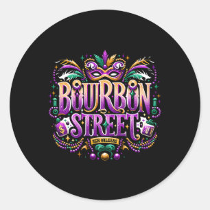 Sticker Rond Mardi Gras Bourbon Rue Célébration Nouvelle O
