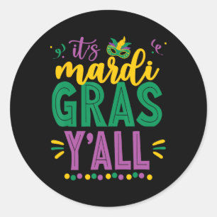 Sticker Rond Mardi Gras Chemise Fun 2025 Mardi Gras Y'all Mens