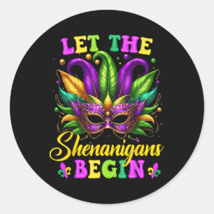 Sticker Rond Mardi Gras Chemises Laisser Les Shenanigans Commen