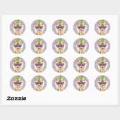 Sticker Rond Mardi Gras Chinese Crested (Feuille)