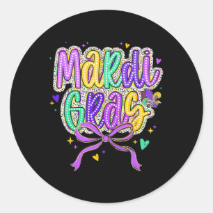 Sticker Rond Mardi Gras Coquette Bow Gros Mardi New Orleans Ki