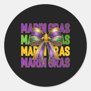 Sticker Rond Mardi Gras Coquette Bow Gros Mardi Nouvelle-Orléan