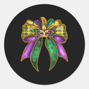 Sticker Rond Mardi Gras Coquette Bow Gros Mardi Nouvelle-Orléan