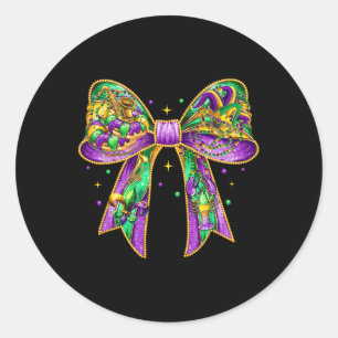 Sticker Rond Mardi Gras Coquette Bow Gros Mardi Nouvelle-Orléan