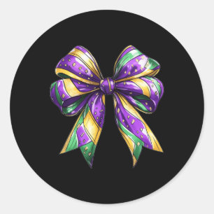 Sticker Rond Mardi Gras Coquette Bow Gros Mardi Nouvelle-Orléan