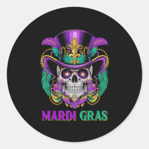 Sticker Rond Mardi Gras Costume sucre crâne Carnaval New Orlean