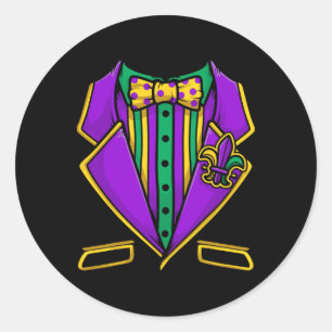 Sticker Rond Mardi Gras Costume Tuxedo Pour Les Mas Costumés De