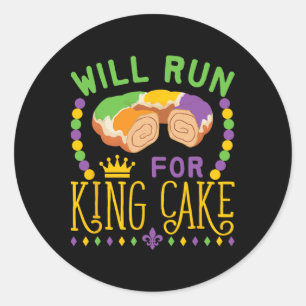Sticker Rond Mardi Gras Courir Sera En Course Pour King Cake Fu
