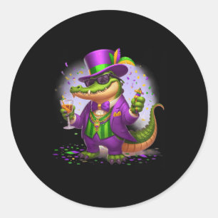 Sticker Rond Mardi Gras Crâne Haut Chapeau New Orleans sorcier