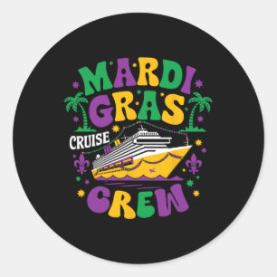 Sticker Rond Mardi Gras Cruise Crew 2025 Trip Family Correspond