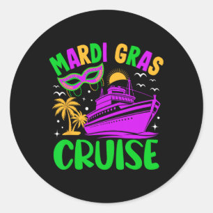 Sticker Rond Mardi Gras Cruise Crew 2025 Trip New Orleans Famil