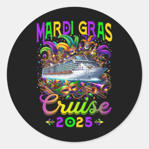 Sticker Rond Mardi Gras Cruise Crew 2025 Trip New Orleans Famil