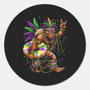 Sticker Rond Mardi Gras drôle Bigfoot Roi