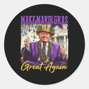 Sticker Rond Mardi Gras drôle Donald Trump Mardi Gras Américain
