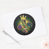 Sticker Rond Mardi Gras Fleur (Enveloppe)