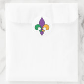 Sticker Rond Mardi Gras Fleur de Lis jaune violet (Sac)