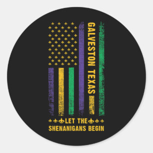 Sticker Rond Mardi Gras Galveston Texas Fleur-de-lis American F