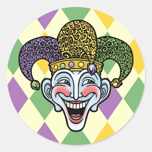 Sticker Rond Mardi Gras Jester (Devant)