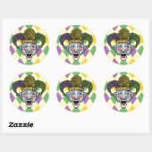 Sticker Rond Mardi Gras Jester (Feuille)