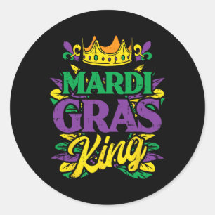 Sticker Rond Mardi Gras King Crown Funny Mardi Gras Carnival Me