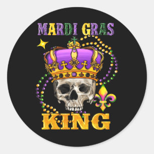 Sticker Rond Mardi Gras King Hommes Costume de carnaval Cadeau 