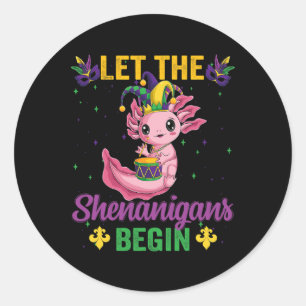 Sticker Rond Mardi Gras Laisse Les Shenanigans Commencer Axolot