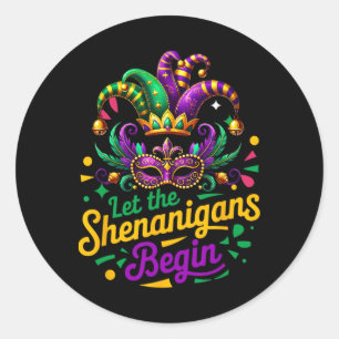 Sticker Rond Mardi Gras Laisser Les Shenanigans Commencer Les H