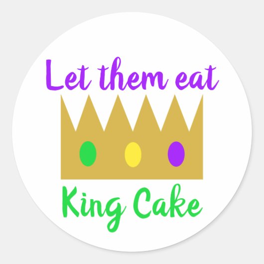 Sticker Rond Mardi Gras Les Laisse Manger King Cake Crown (Devant)