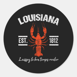 Sticker Rond Mardi Gras Louisiane Crawfish Tee New Orleans Homm