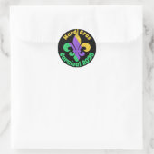 Sticker Rond Mardi Gras Mardi Vert Violet Fleur De Lis (Sac)