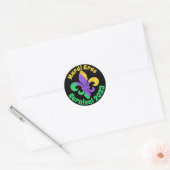 Sticker Rond Mardi Gras Mardi Vert Violet Fleur De Lis (Enveloppe)