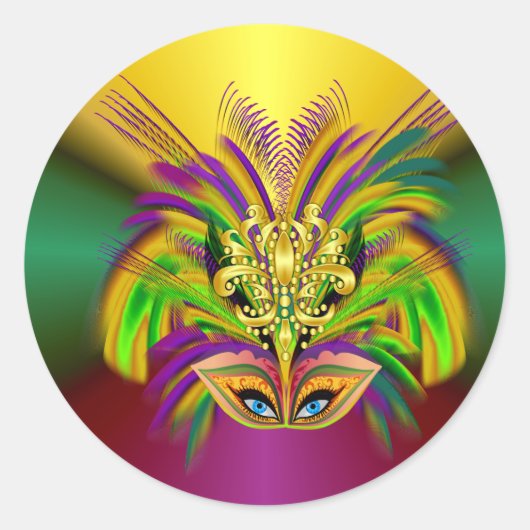 Sticker Rond Mardi-Gras-Mask-The-Queen (Devant)