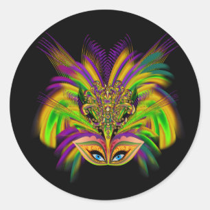 Sticker Rond Mardi-Gras-Mask-The-Queen-V-3