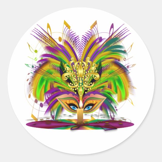 Sticker Rond Mardi-Gras-Mask-The-Queen-V-4 (Devant)
