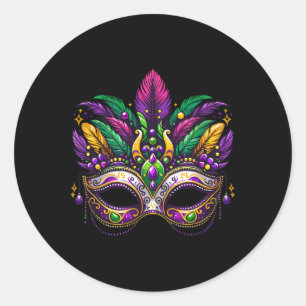 Sticker Rond Mardi Gras Masquerade Masque Festivale Carnaval Co