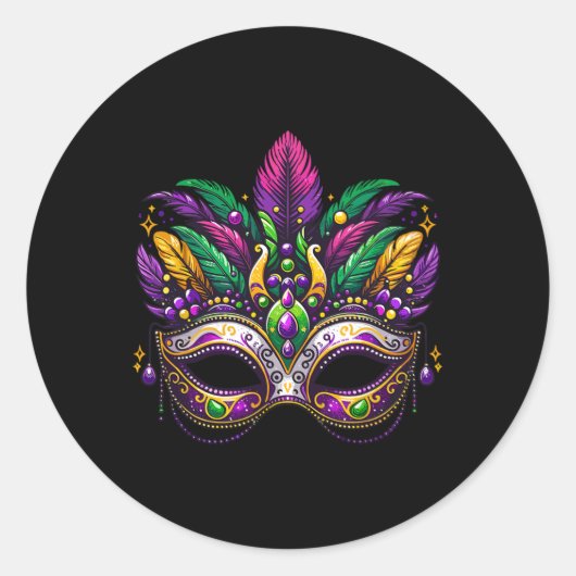 Sticker Rond Mardi Gras Masquerade Masque Festivale Carnaval Co (Devant)