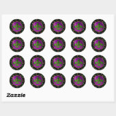 Sticker Rond Mardi Gras Motif avec perles en noir (Feuille)