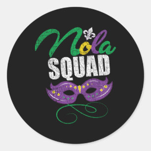 Sticker Rond Mardi Gras Nola Squad Détresse Les Perles De La No