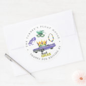 Sticker Rond Mardi Gras | Parade Drive-By Jeter Merci Favor (Enveloppe)
