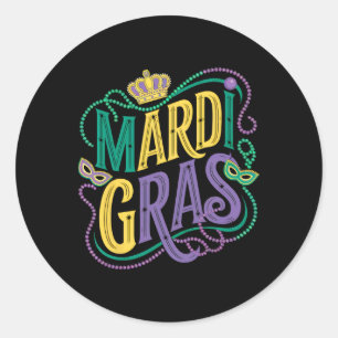 Sticker Rond Mardi Gras Parade Femmes Filles Fête Graphique