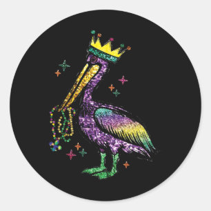 Sticker Rond Mardi Gras Pelican Louisiana Pour Hommes Femmes