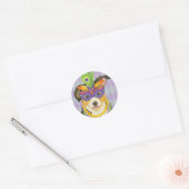 Sticker Rond Mardi Gras Pembroke Welsh Corgi (Enveloppe)