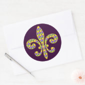 Sticker Rond Mardi Gras perle Fleur de lis (Enveloppe)