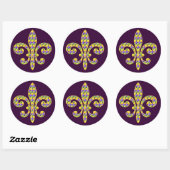 Sticker Rond Mardi Gras perle Fleur de lis (Feuille)