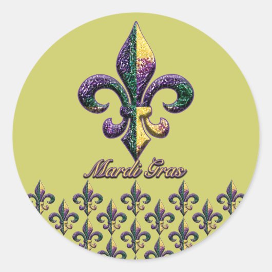 Sticker Rond Mardi Gras perle Fleur de lis 2 (Devant)