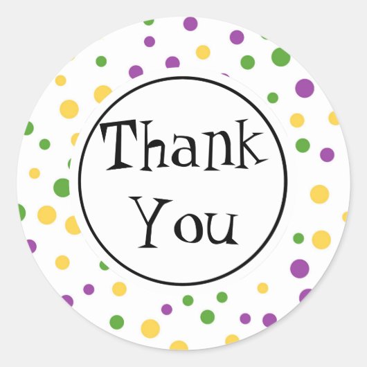 Sticker Rond Mardi Gras Polka Dot Anniversaire (Devant)