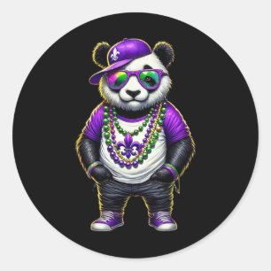 Sticker Rond Mardi Gras Pour Garçons Hommes Hip hop Panda New O